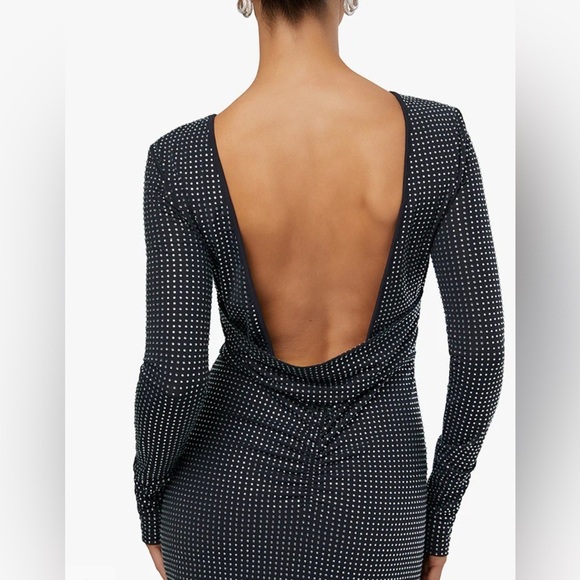 We Wore What Women's 2 Backless Evening Gown Crystal Spandex Maxi Dress Black - Picture 5 of 16